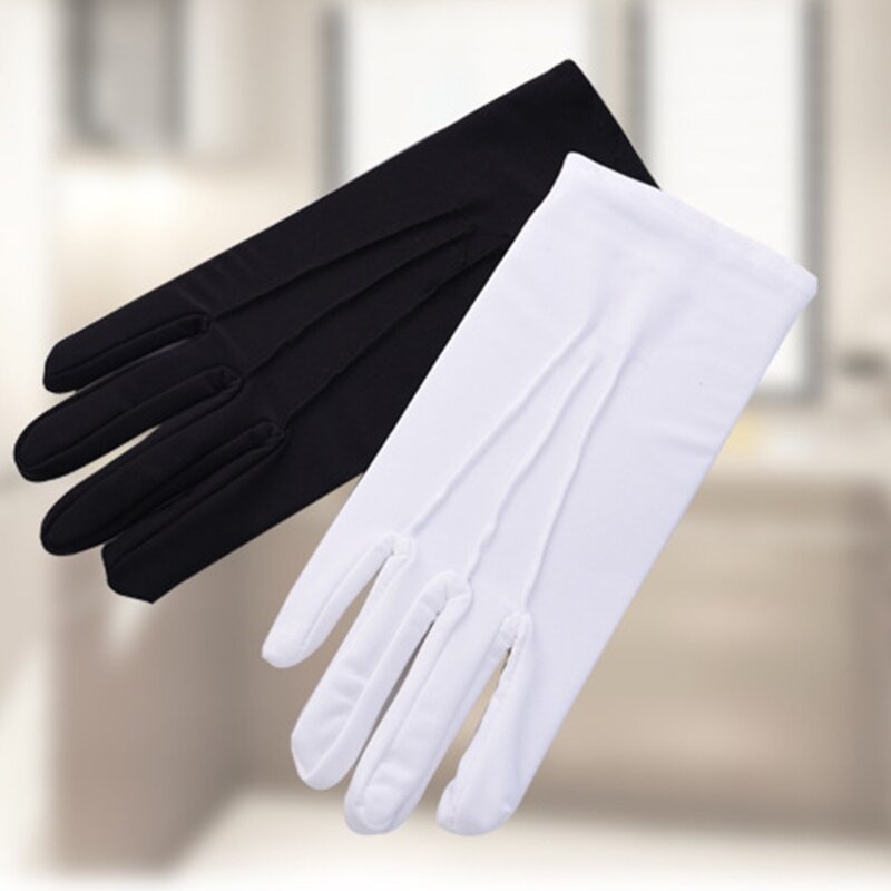 E15E Handschuhe mit einheitlichen Nähten für Parade-Kostüm, einfarbig, Vollfinger-Fäustlinge für Poli