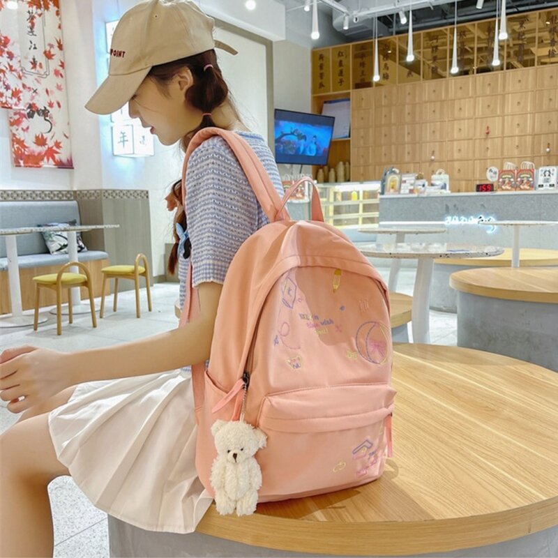 Schoolbag Student Backpack Fashion Nylon Waterproof Shoulder Bag Large Capacity College Backpack Students