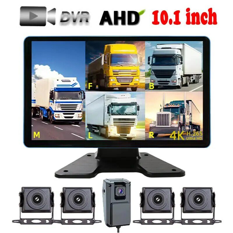 New 10.1 inch 5CH Vehicle AHD Monitor System Touch Screen for Car/Bus/Truck 1080P CCTV Cameras Color Night Vision Parking