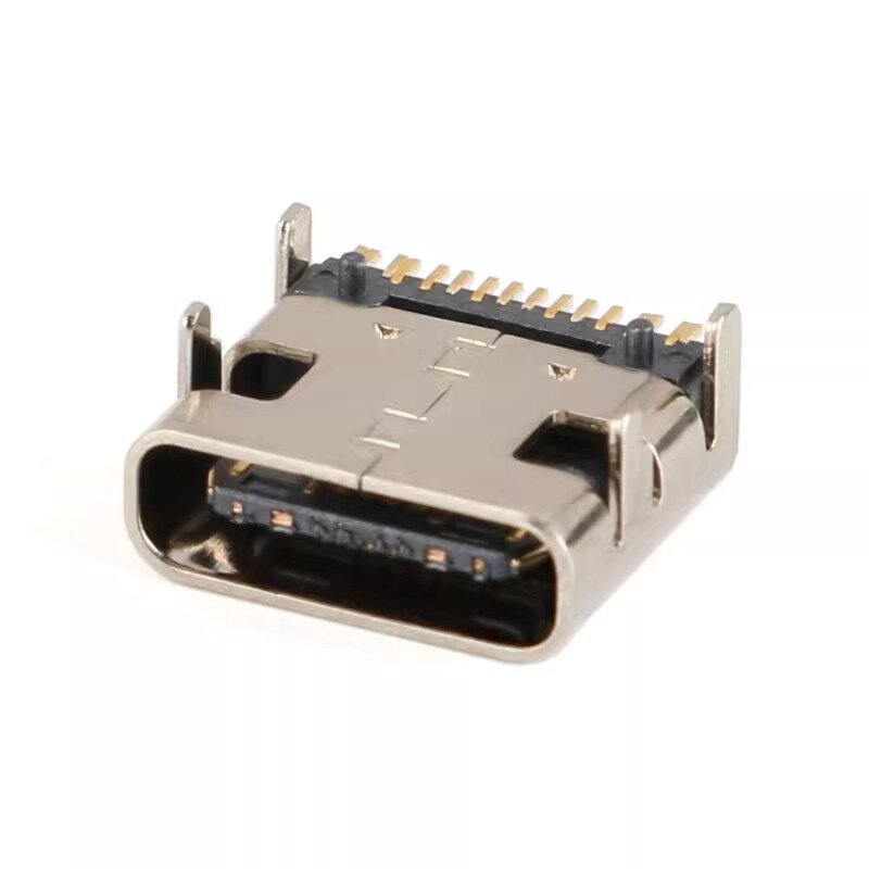Tomada fêmea SMT USB-3.1 Type-C, interface de transmissão de alta definição, 4 pinos bidirecionais, 16P, 10pcs