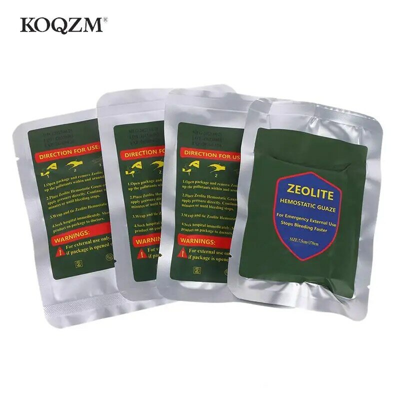Kit de emergência de gaze de combate hemostático-caulim, Z-Fold solúvel para Ifak, kit tático militar de primeiros socorros, curativo médico, trauma