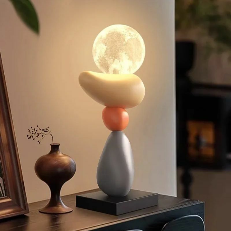 New Stone Table Lamp Simple Desk Lamp Bedroom Bedside Lamp Atmosphere Advanced Sense Charging Decorative Night Light Sleep Light