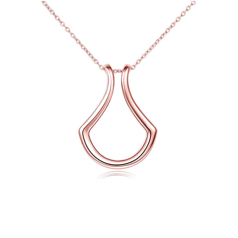 1PC Fashion Necklace Geometric Simple Ring Holder Ring Pendant Necklace for Man Women Jewelry Silver Color Gold Color 45cm long