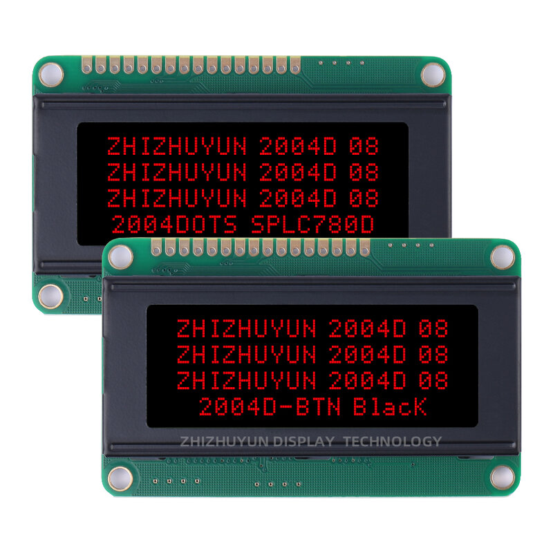 Pantalla LCD 2004D BTN, película negra, texto en verde, inglés, alto brillo, venta al por mayor de fábrica