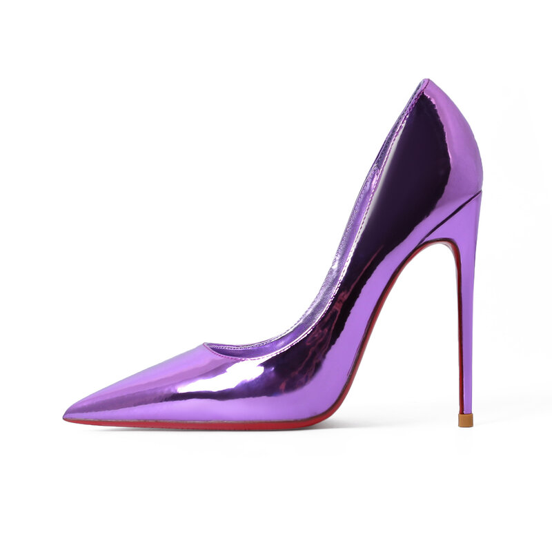 สไตล์ผู้หญิงปั๊ม2022ใหม่สีแดงด้านล่างรองเท้าส้นสูงชี้ Toe Thin Heel 8ซม.12ซม.ตื้นเซ็กซี่รองเท้างานแต่...
