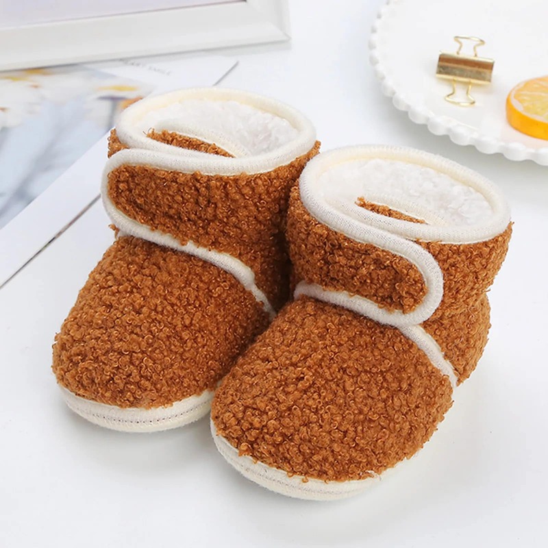 Baby Girl Shoes Toddler Fleece Warm Boots Shoes Fashion Printing Non Slip Breathable Nude Boots