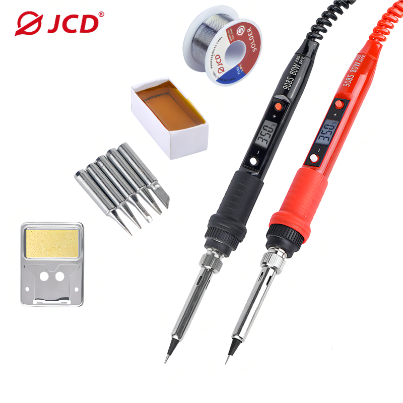 JCD-soldador eléctrico con pantalla Digital LCD, 80W, temperatura ajustable, puntas de soldador, 220V/110V, herramientas de soldadura, 908s
