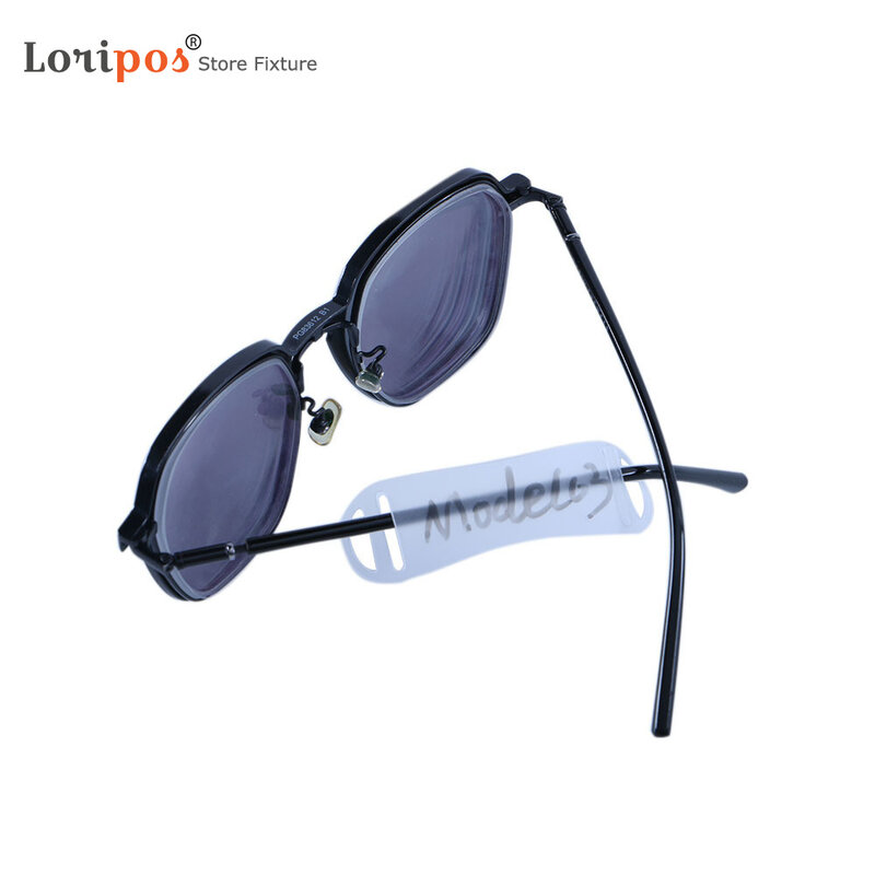 20pcs Optical Frame Slip On Label Base Eyewear Eye Glasses Slide Over Price Tag Jewelry Soft Strip Labels Plastic Holder Mount