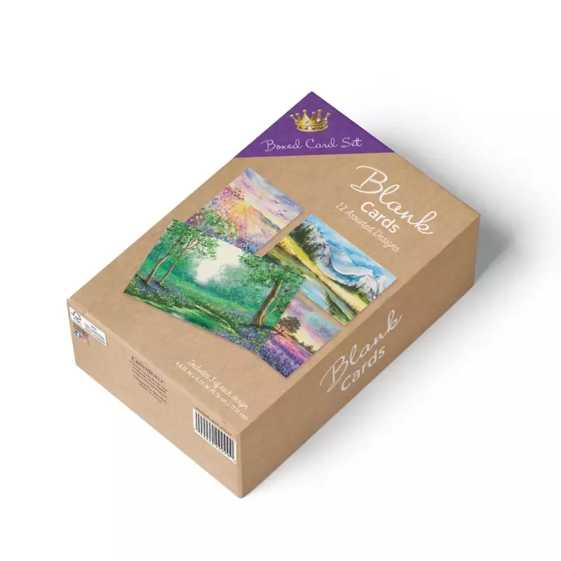 CrownJewlz живописные поздравительные открытки, без рисунка внутри, набор из 12 (4 вида конструкций), 4,62 дюйма x 6,75 дюйма, конверты в комплекте
