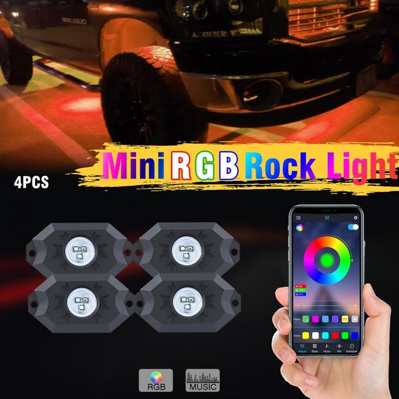4/8pcs LED Rock Lights Waterproof Off-road Vehicle Chassis Light Car Decorative Lamps (Red/White/Blue/Green)