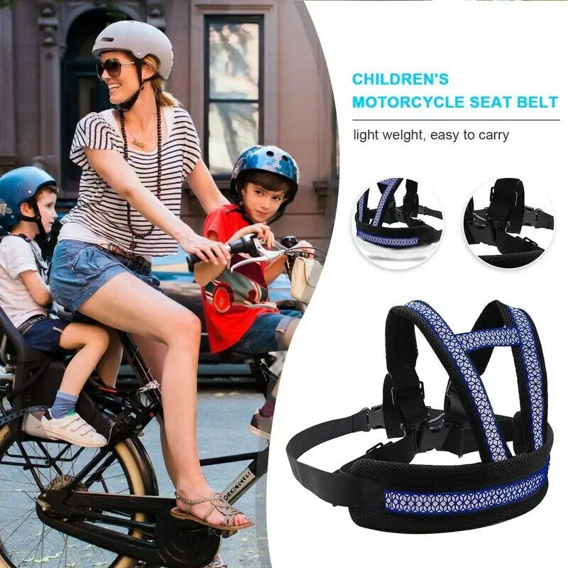 Arnés de seguridad reflectante para niños, correa de asiento de bicicleta, cinturón de seguridad para motocicleta