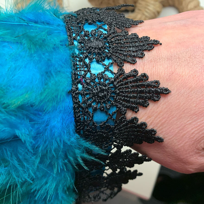 Lace Feather Wristband Halloween Cosplay Natural Feather Sleeve Women Party Music Festival Fashion Clothing Accessories Cuffs