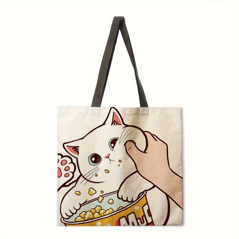 Повседневная женская сумка-тоут Kiss cat, можно сложить и использовать для покупок
