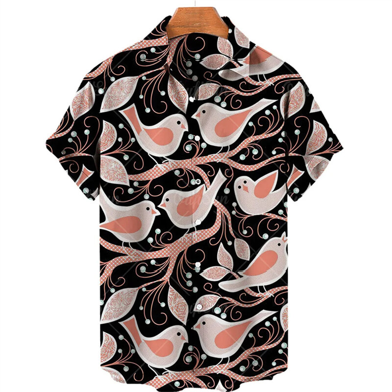2024 neue Mode Sommer Hawaii Hemden Männer Urlaub lässig Tier druck Grafik T-Shirt Männer Kleidung Revers Kurzarm Tops