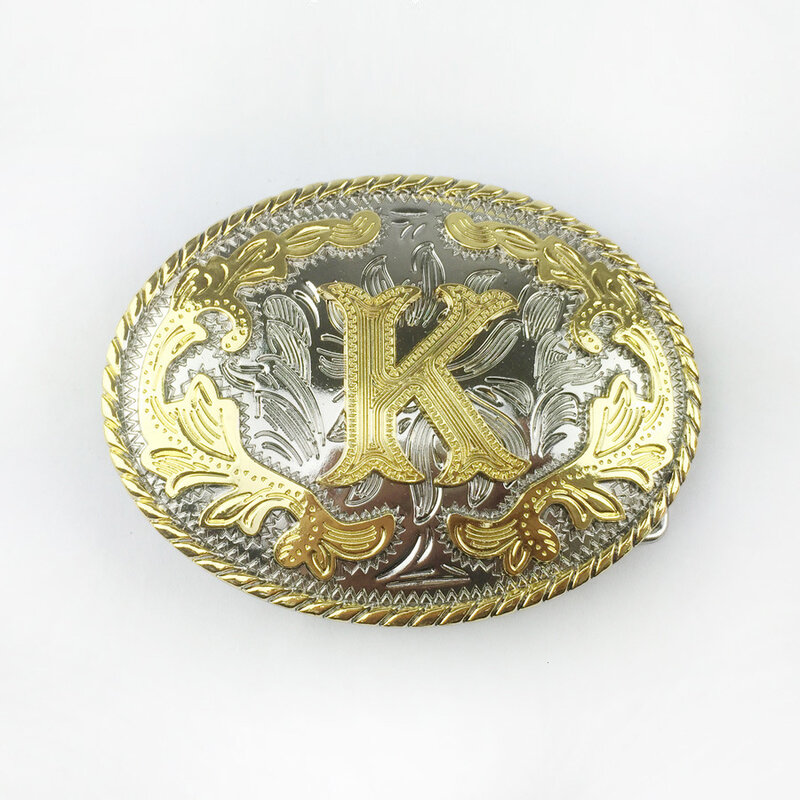 Modello in oro bianco K 26 fibbia per cintura con lettera inglese testa moda casual fibbia in oro