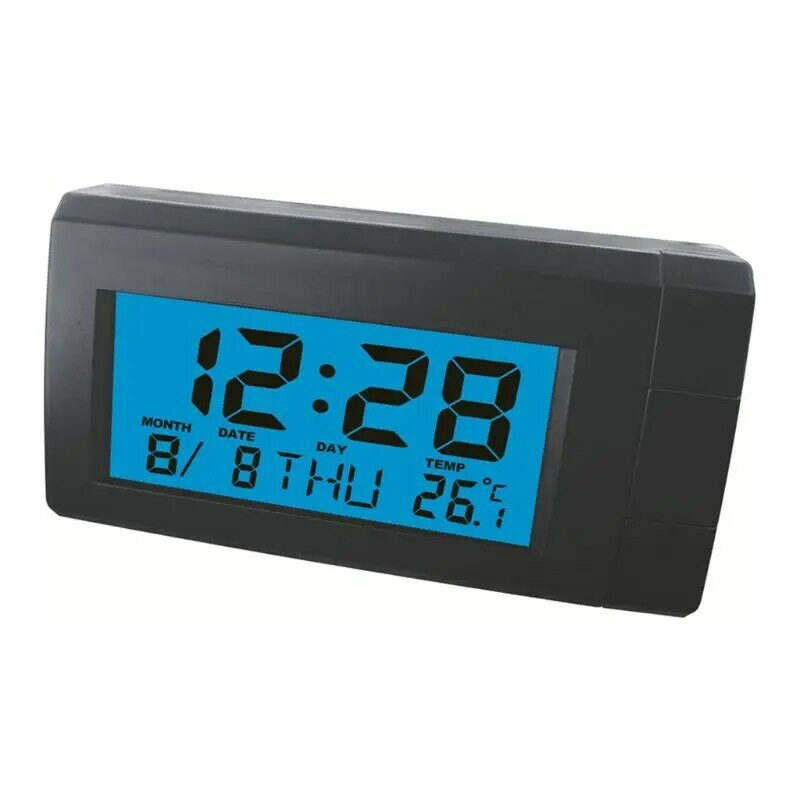 Termómetro resistente a altas temperaturas, pantalla LCD, reloj, medidor temperatura, calendario, interior y exterior para