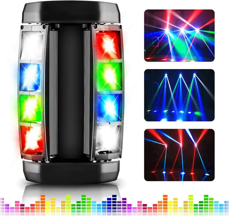 RGBW Mini LED Spider Light, cabeça em movimento, DMX Beam, Party Event Show, Iluminação DJ, 8 LED