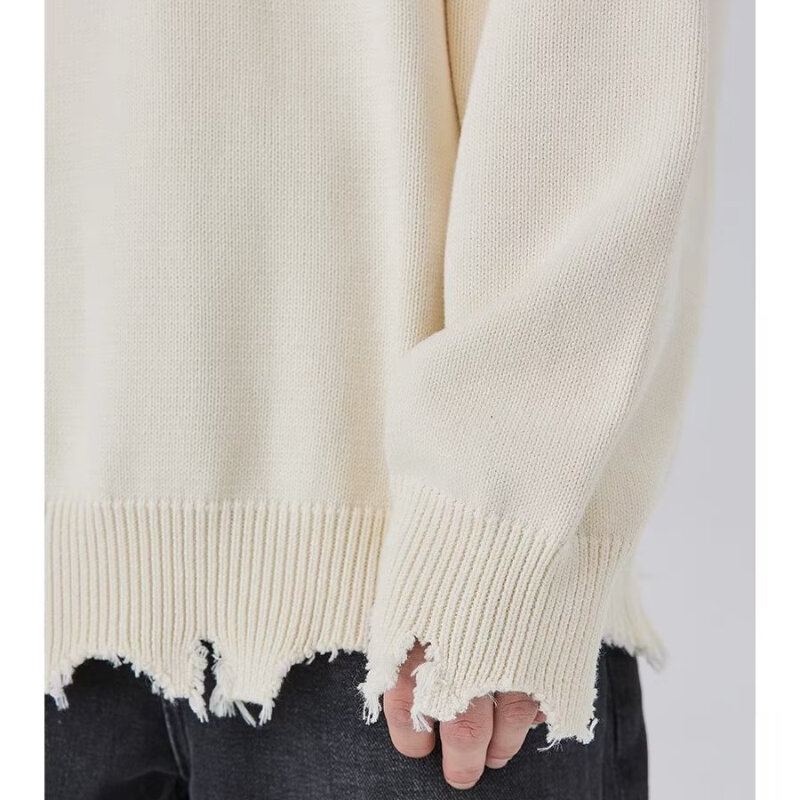 Винтажные мужские пуловеры с круглым вырезом в стиле преппи с длинным рукавом однотонный вязаный свитер для пары Японский Свободный Повседневный зимний свитер