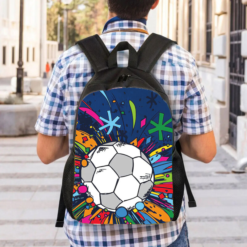 Mochila escolar con estampado 3d de fútbol para niños, mochila de nailon con patrón de fútbol, bolsa de gran capacidad para niños, duradera y suave, añadir logotipo