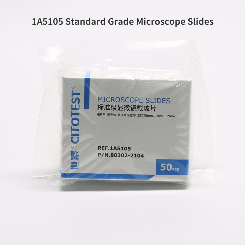 Citotest 50PCS Adhesive Slides Standard Grade Microscope Slides Pathological Grade Microscope Slides Storage Box Slicing Box