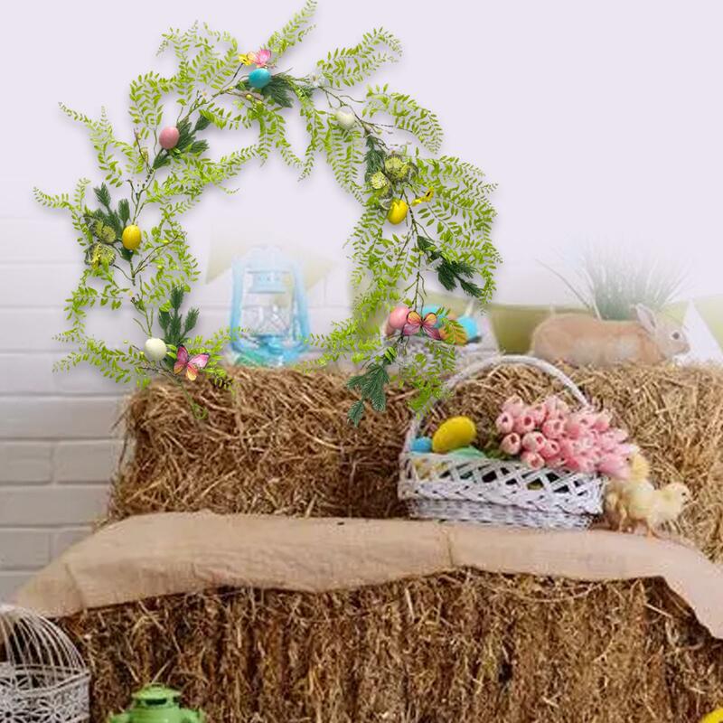 Guirnalda de vides de flores de Pascua, guirnalda de huevo Floral, guirnalda decorativa de huevo de Pascua para pared, ventana, manteles, Festival, decoración del hogar