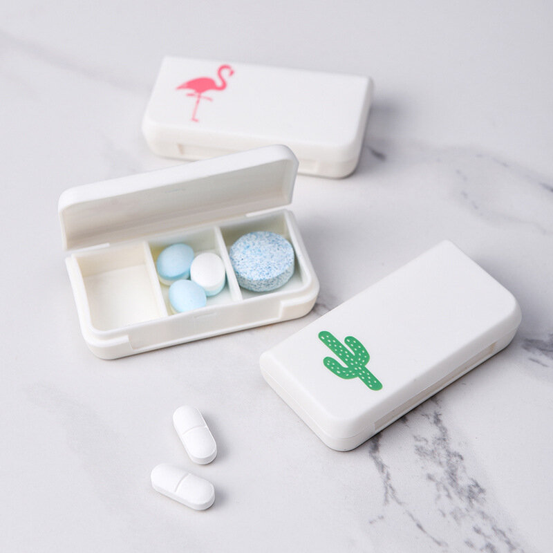Caixa portátil do comprimido da medicina cactus leaf comprimidos dispensador de armazenamento caixas mini organizador caso