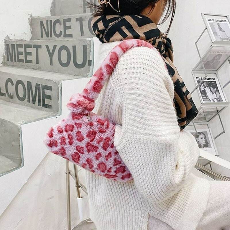 Women Soft Plush Handbags 2023 Designer Winter Furry Ladies Clutch Purses Female Underarm Shoulder Bag Shopper Casual Totes Bags