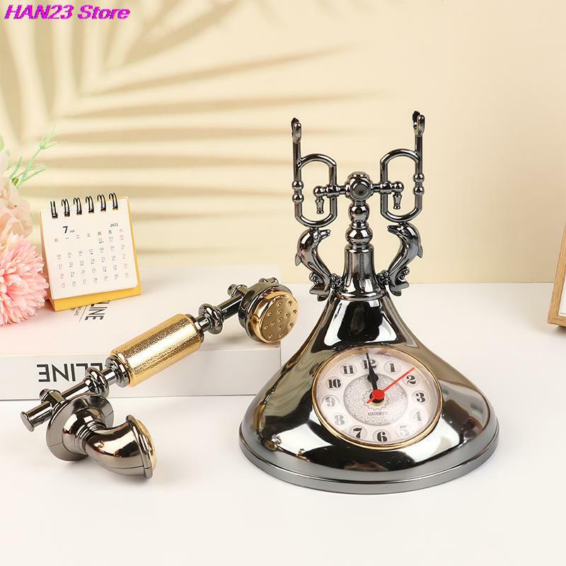 1PC Retro Model telefonu budzik kreatywny chronometrażysta ozdoba na biurko do dekoracji stolik nocny pokoju domowego