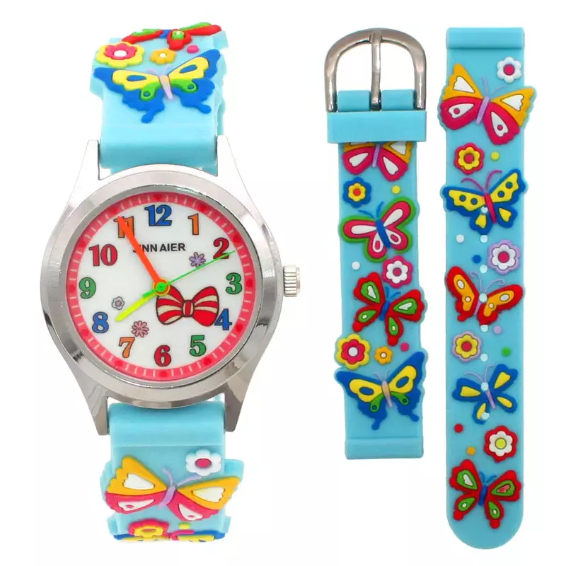 Moda 3D cartoon butterfly zegarki kwarcowe kolorowe cyfrowe dzieci mały zegarek kids party prezent zegarek dziewczęcy prezenty