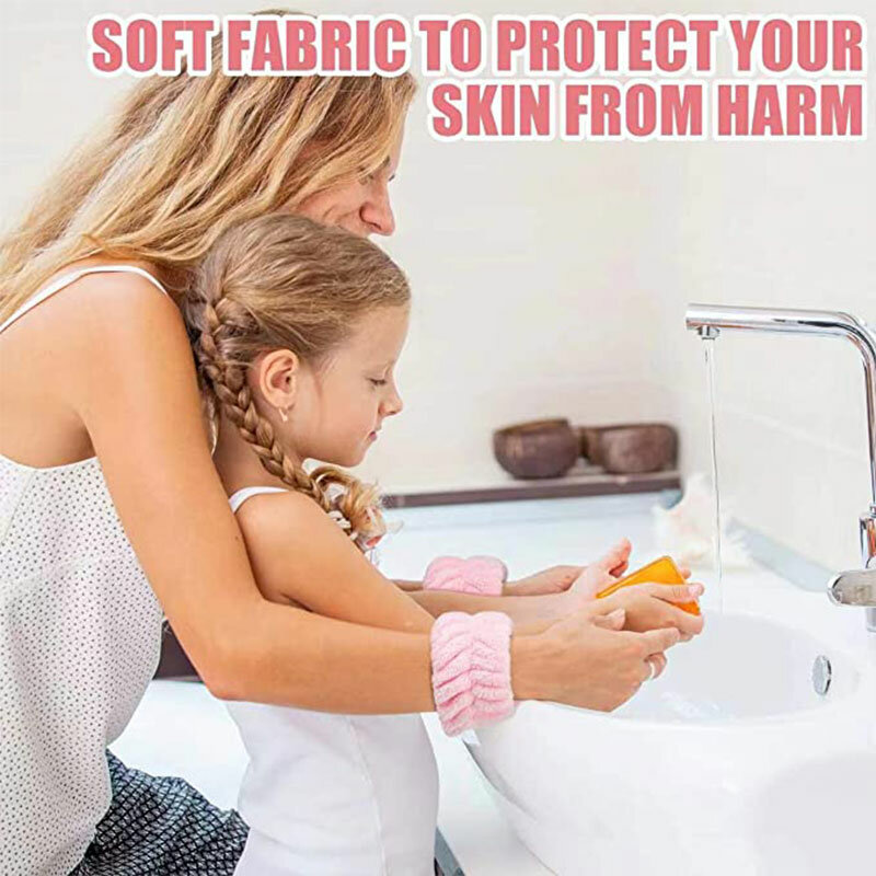 Sabuk Cuci Pergelangan Tangan Gelang Handuk Serat Mikro Lembut untuk Mencuci Wajah Cuci dengan Air Mencegah Basah Gelang Cuci Pergelangan Tangan