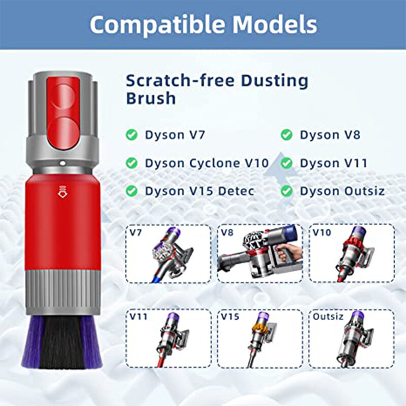 Scratch-free Dusting Brush Compatible with Dyson V7 V8 V10 V11 V12 V15 Vacuum Cleaners Self-cleaning Soft Bristles