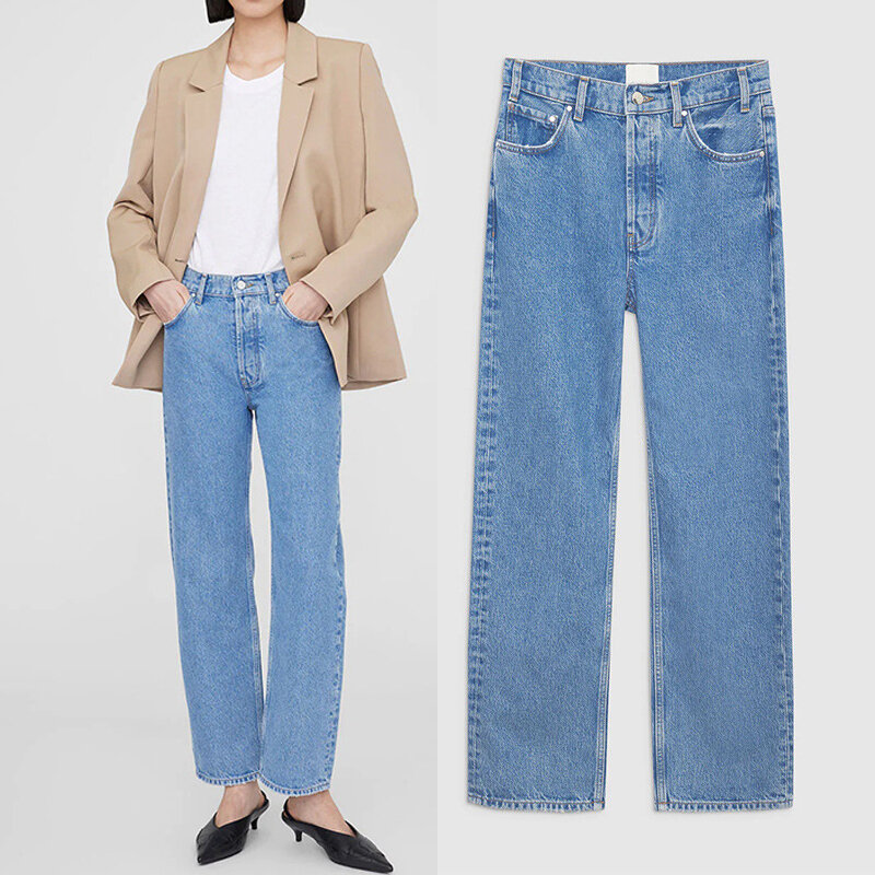 2023 Nieuwe Vrouwen Casual Straight Jeans Eenvoudige Mode Denim Broek