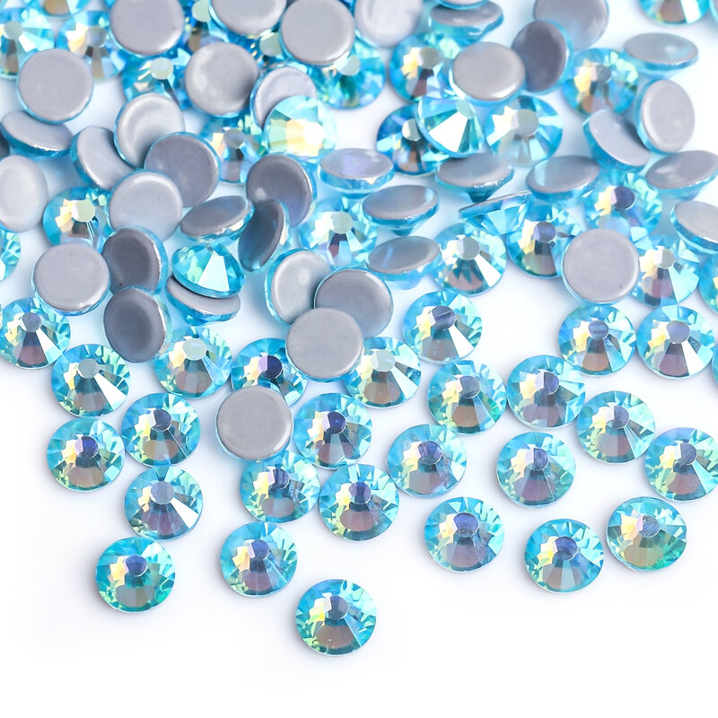 Diamantes de imitación para decoración de ropa, de 30 colores Cristal AB, mezcla de cristales, fijación en caliente, Parte posterior plana, diamantes de imitación