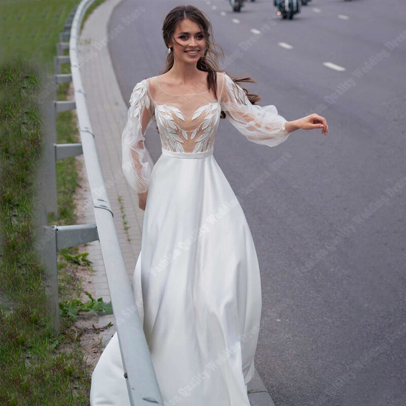 Sexy Lace Appliques Women Wedding Dresses Mopping Length Princess Bridal Gowns 2024 Elegant Formal Beach Party Vestidos De Novia