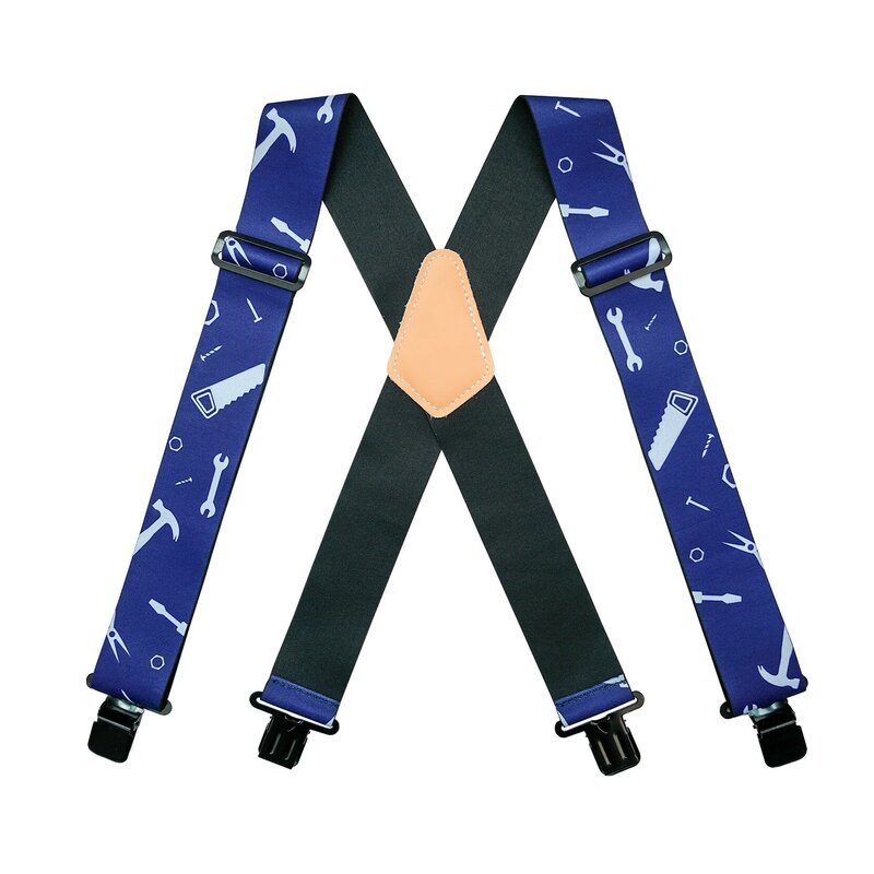 MELOTOUGH Men's Suspenders Fully Elastic 2 Inch Wide X Back Heavy Duty Work Suspenders Tool Belt Suspenders Man Suspend