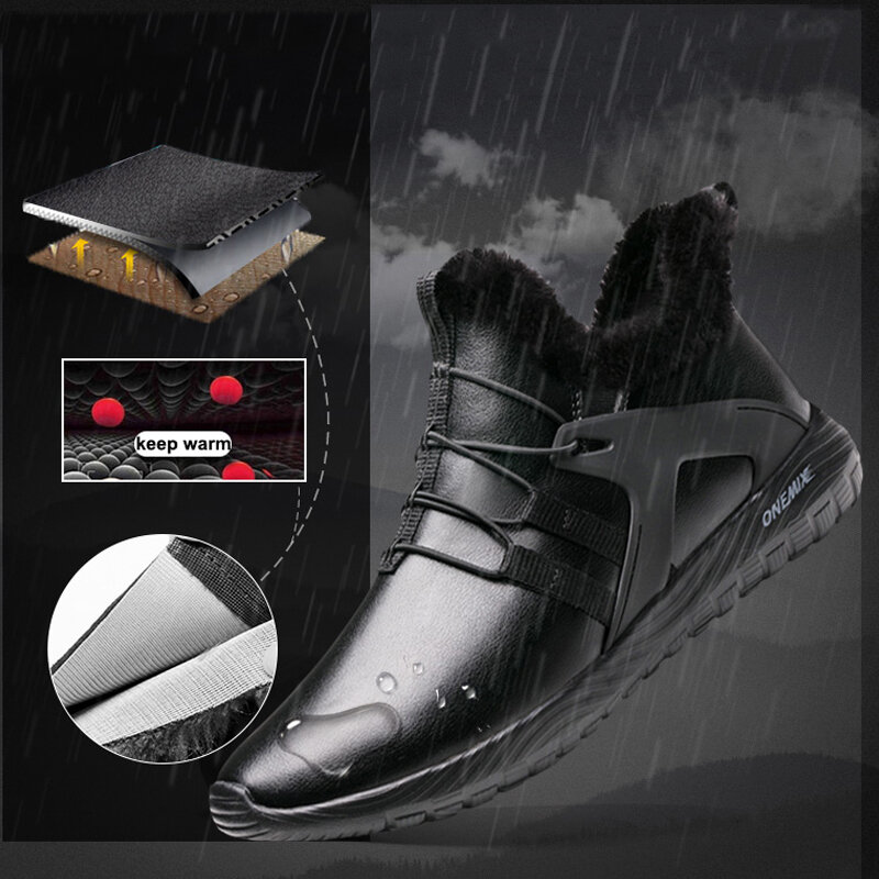 ONEMIX 프로모션 하이킹 신발, 남성 방수 가죽 신발, 겨울 슬립온 전문 미끄럼 방지 야외 트레킹 부츠
