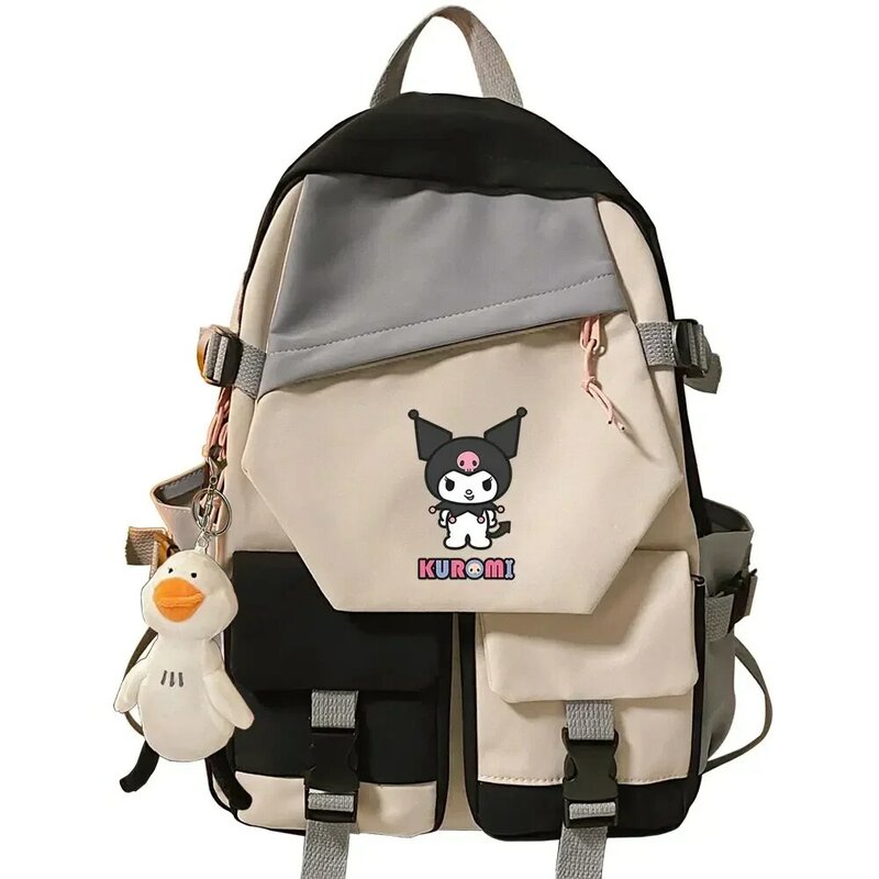 حقيبة مدرسية Kuromi Melody المرقعة للأطفال ، حقيبة ظهر للطلاب من قماش الفتيات ، حقائب مدرسية للمراهقات ، حقيبة ظهر نسائية