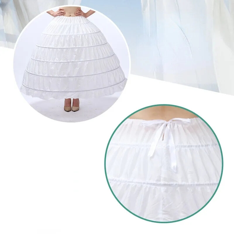 Rok dalam 6 simpai putih baru rok selutut untuk gaun pesta gaun pernikahan rok dalam aksesori pengantin rok Crinolines