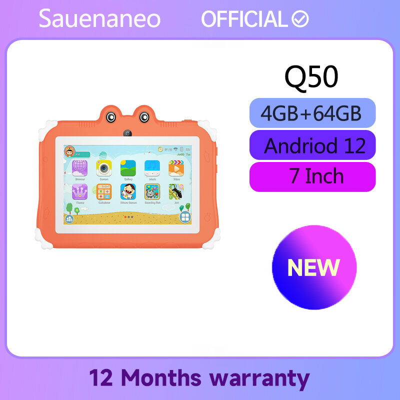 Tableta Android 12 de 7 pulgadas para niños pequeños, dispositivo de aprendizaje con WIFI, 4 GB de RAM, 64 GB de ROM, Software para juegos instalado, novedad de 2024