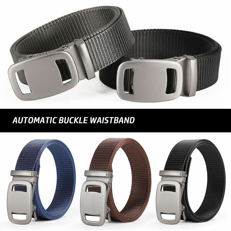 Luxury Brand Nylon Braided Belt Trendy Simple Wild Style Business Casual Weave Waist Band Automatic Buckle Waistband