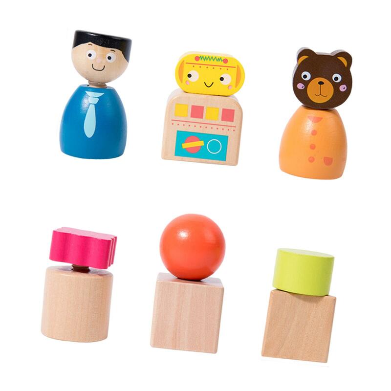 6x drewniane zabawki nakrętki i śruby dla dzieci luźne części drewniane zabawki prezenty świąteczne