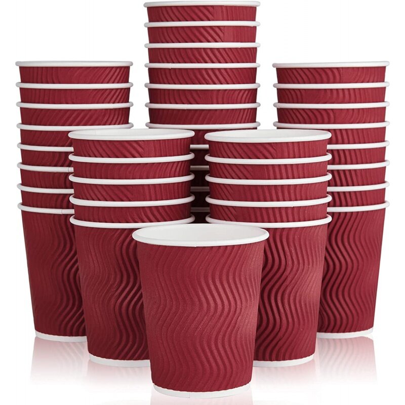 Customized productCustomized Design Disposable Printed 8oz 12oz 16oz Double Wall Ripple Corrugated Coffee Cups