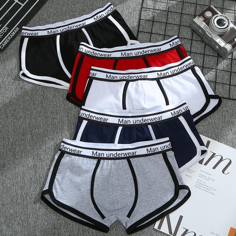 Shorts boxer de algodão masculino, cuecas macias, calcinhas masculinas, calças casuais, roupas íntimas, 5 peças