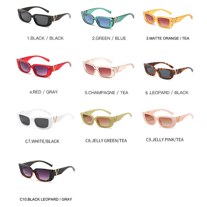 SHAUNA-retro pequeno retângulo óculos, tons gradiente, cores doces, UV400