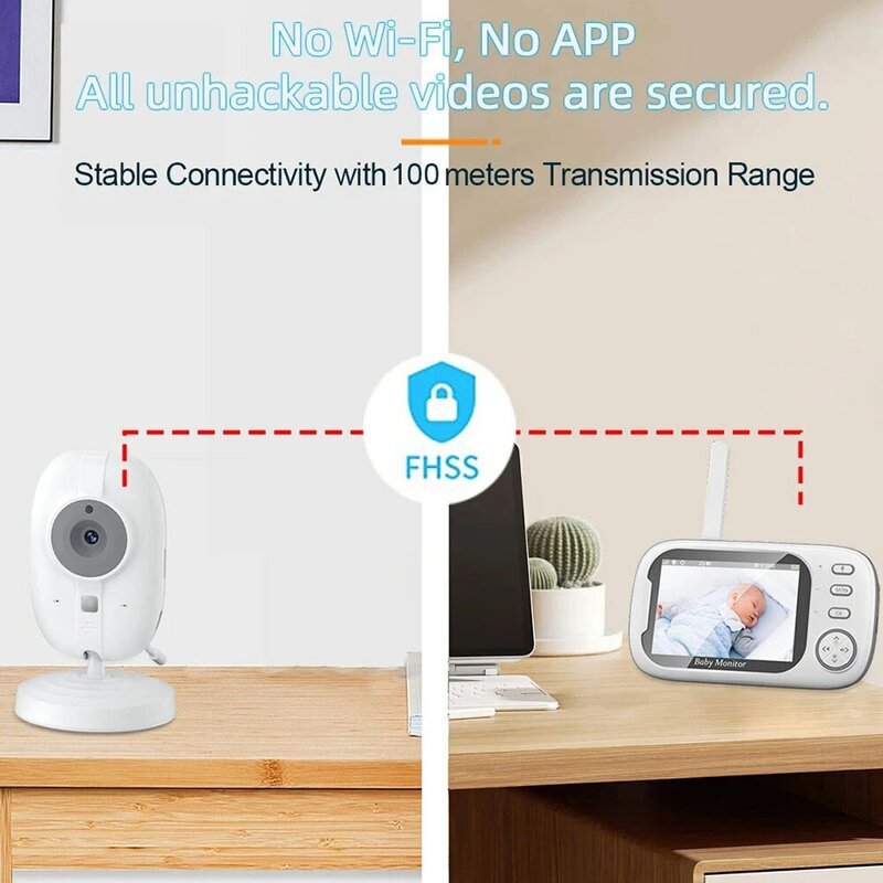 3.5 Inch Wireless Video Baby Monitor Mother Kids Two-way Audio Baby Nanny Security Camera Night Vision Temperature Monitoring