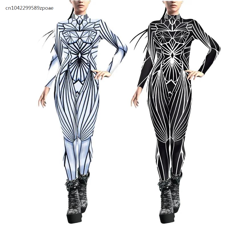 Macacões Crystal Damage Costume para mulher, impressão artística com espelho preto, bodysuit Zentai, roupa de cosplay para festa, 2022