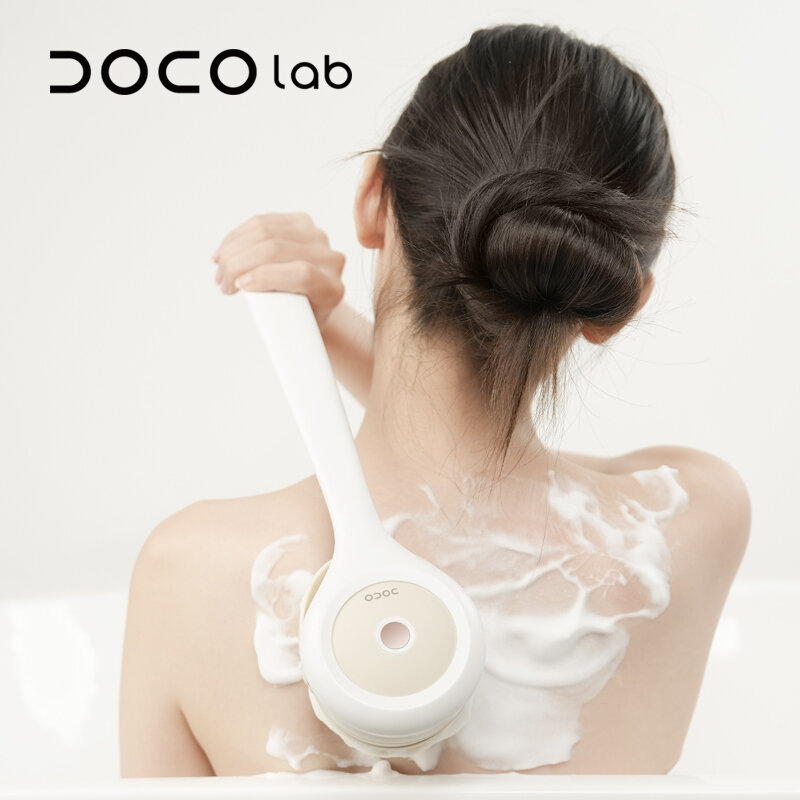DOCO elektryczny szczotka pod prysznic rękawica peelingująca masaż złuszczający wodoodporny akumulatorowy szczotka do oczyszczania skóry przędzalniczy