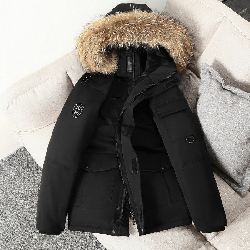 2023 후드 모피 칼라 다운 재킷 남녀공용, 두꺼운 겨울 야외 스노우 코트, 커플 툴링 오버사이즈 재킷, 신상