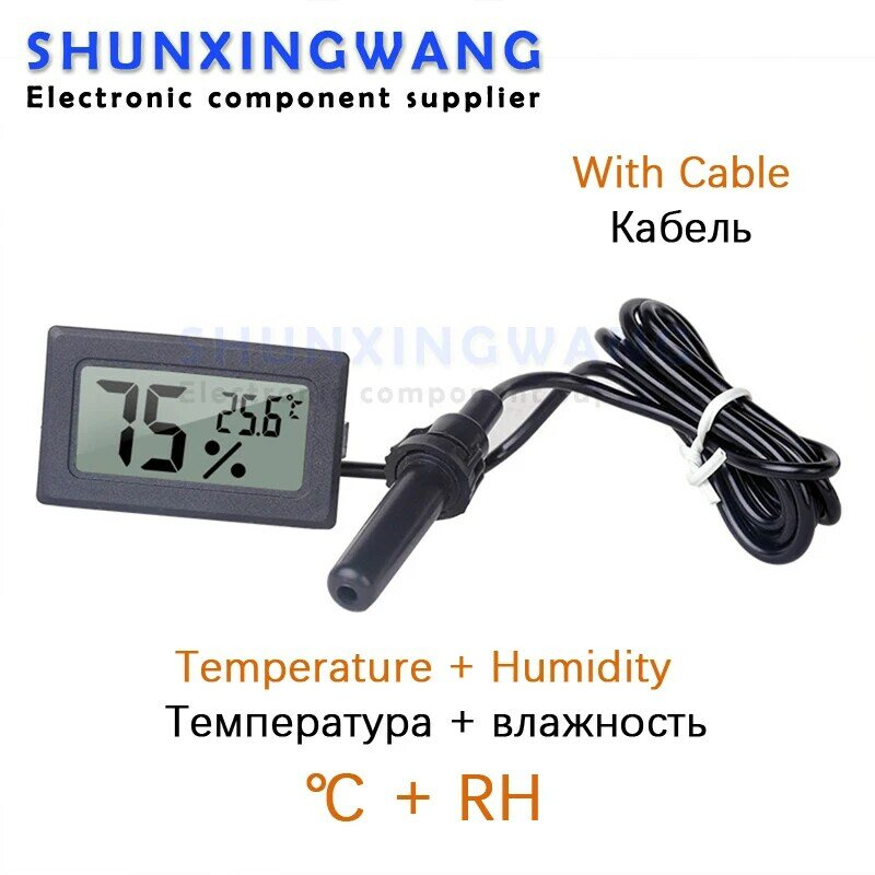 Mini termómetro Digital LCD, higrómetro de temperatura interior, Sensor de temperatura conveniente, medidor de humedad, instrumentos de calibre, Cable