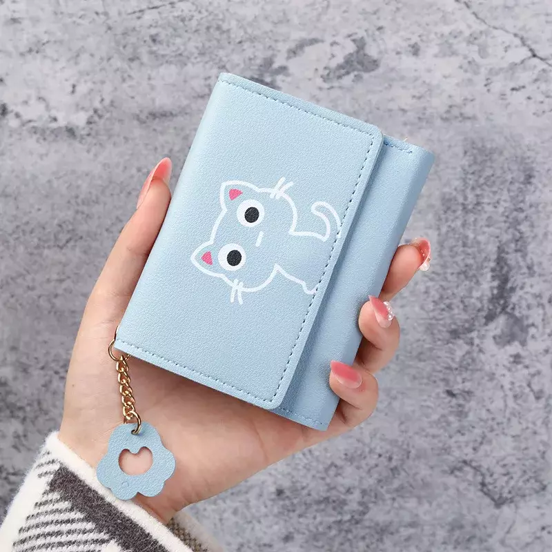 Korean New Women's Wallet Cute Kitty Wallet Cartoon Zero Wallet Button Simple 30% Discount Card